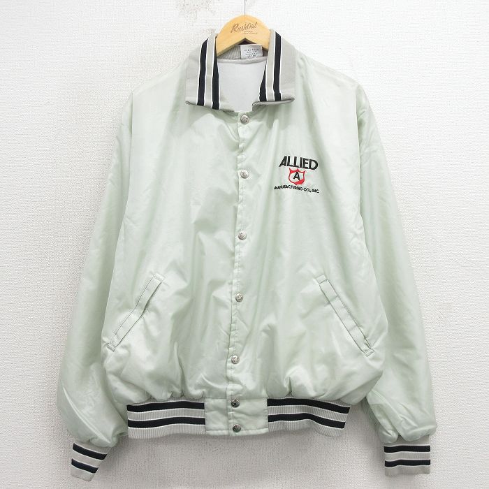 XL★古着 長袖 ナイロン ジャケット メンズ 90年代 90s ALLIED 大きいサイズ USA製 薄緑 26apr10