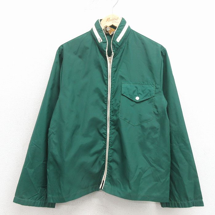 S★古着 長袖 ナイロン ジャケット メンズ 80年代 80s 緑 26apr10