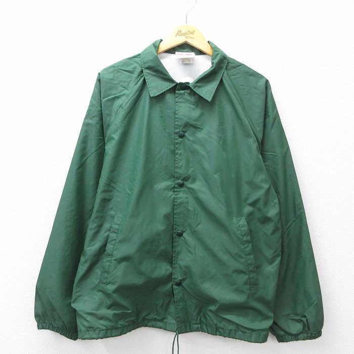L★古着 長袖 ナイロン ジャケット メンズ 90年代 90s ラグラン USA製 緑 26apr16