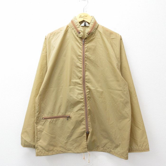M★古着 長袖 ナイロン ジャケット メンズ 80年代 80s ラグラン ベージュ系 26apr18