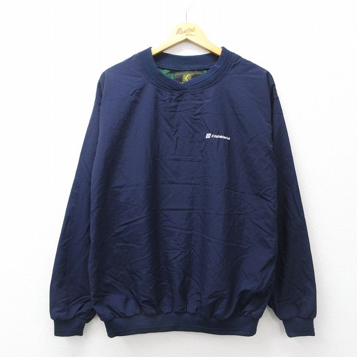 L★古着 長袖 ナイロン ジャケット メンズ 90年代 90s copeland クルーネック USA製 紺 26apr18
