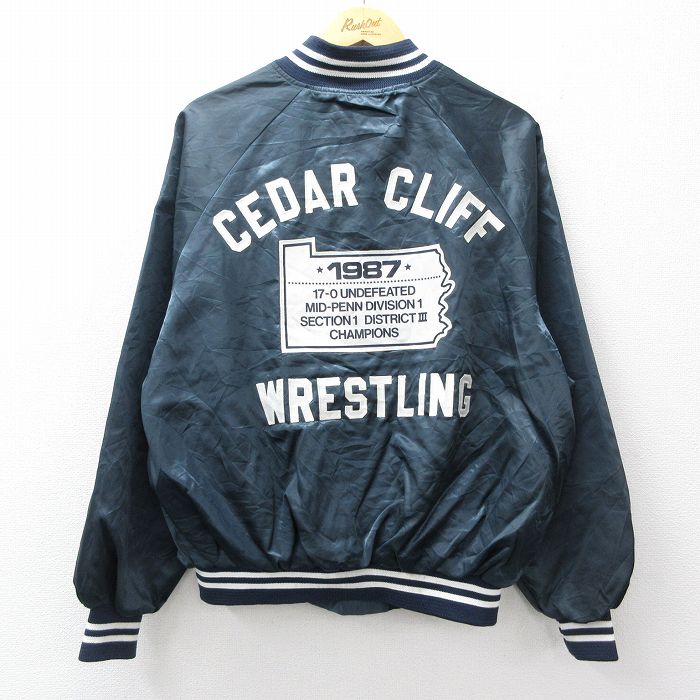 XL★古着 長袖 ナイロン ジャケット メンズ 80年代 80s CEDAR CLIFF ラグラン USA製 紺系他 26apr18