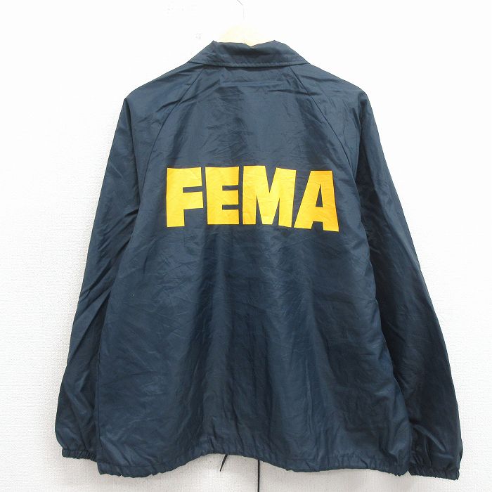 L★古着 長袖 ナイロン ジャケット メンズ 90年代 90s FEMA ラグラン USA製 紺 26apr18