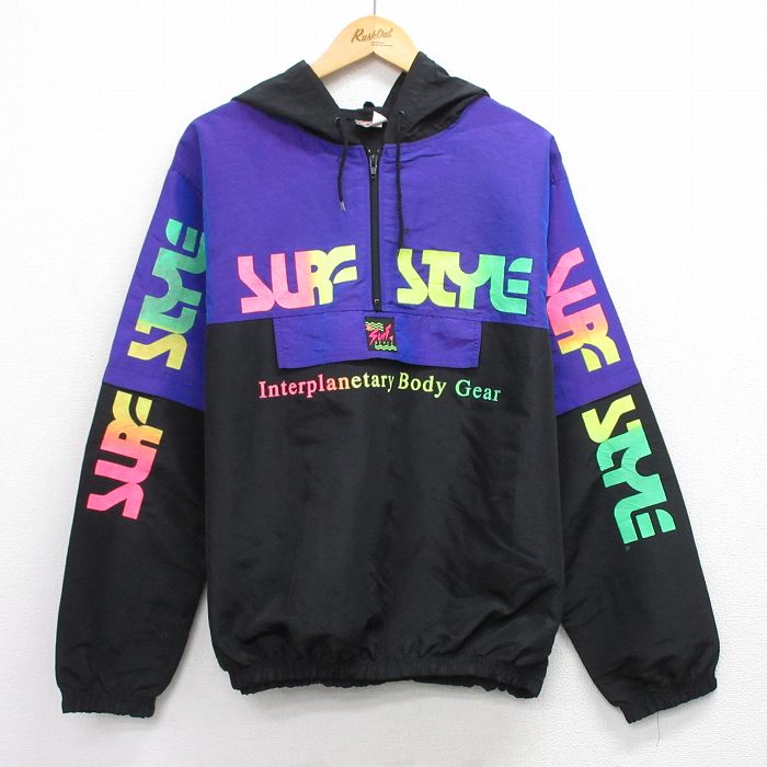 サーフスタイル 90s ハーフジップナイロンジャケット ブラック XL | 古着