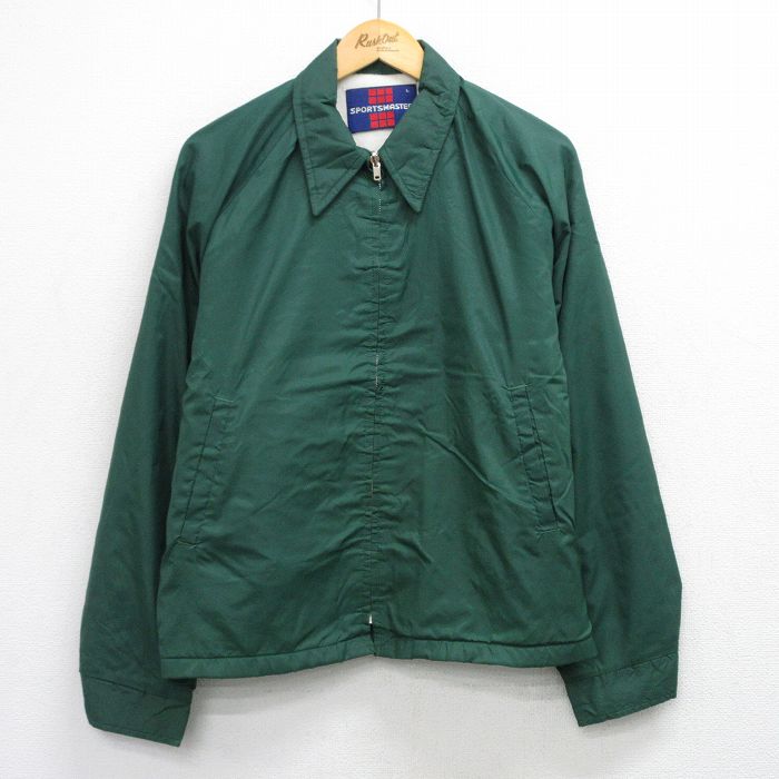 L★古着 長袖 ナイロン ジャケット メンズ 80年代 80s ラグラン 緑 26apr22