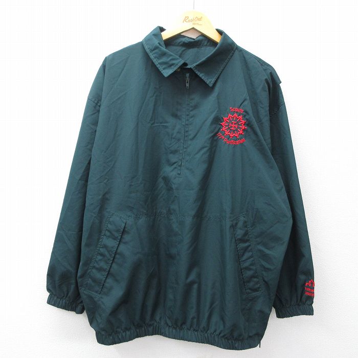 XL★古着 長袖 ハーフジップ ジャケット メンズ 90年代 90s Purification カナダ製 濃緑 26apr25