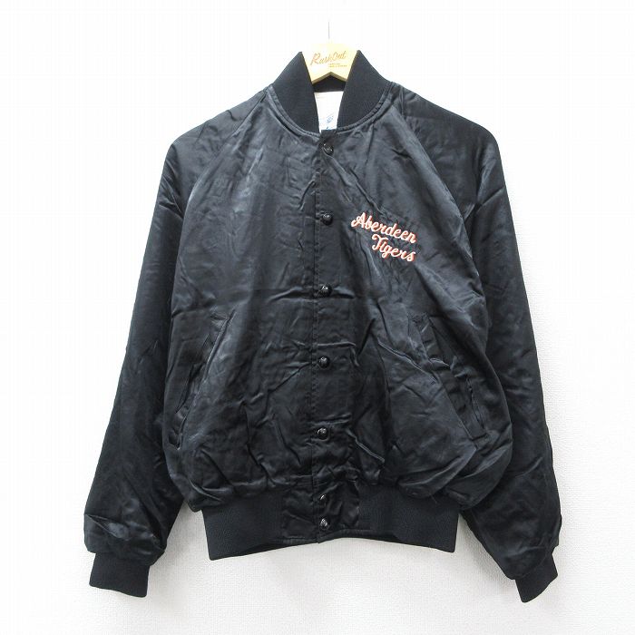 L★古着 長袖 ナイロン ジャケット メンズ 90年代 90s Aberdeen Tigers ラグラン USA製 黒 26apr25