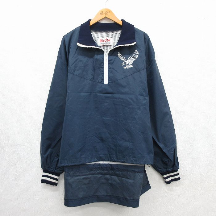 古着通販 XL☆古着 長袖 ハーフジップ ナイロン ジャケット メンズ 90