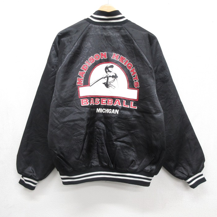 Auburn Sportswear 90s ナイロンジャケット スナップボタン ベースボール ブラック メンズL相当 | 古着