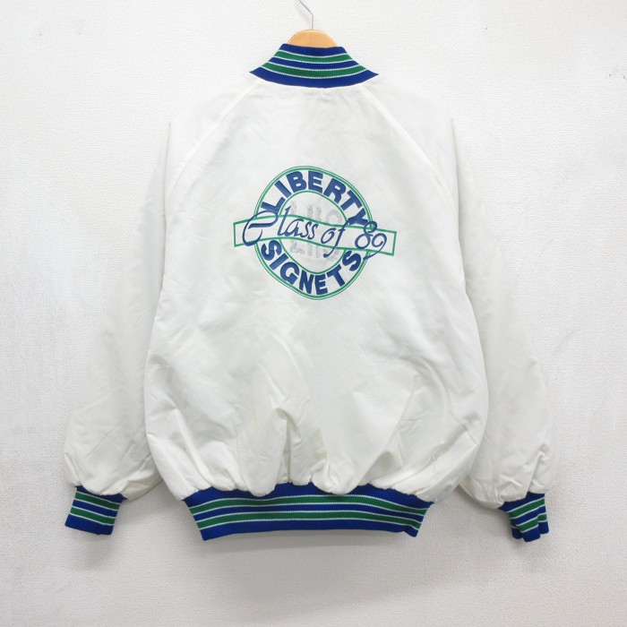 デロング 長袖 ナイロン ジャケット 80s LIBERTY ラグラン スタジャン USA製 ホワイト メンズXL相当 | 古着