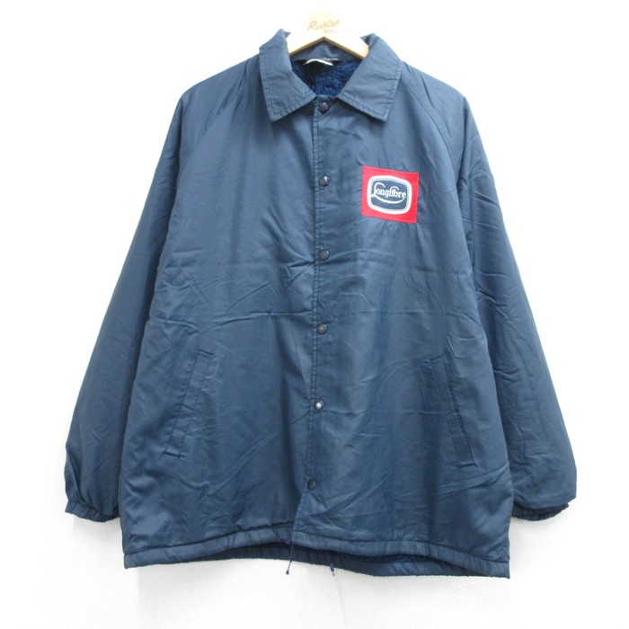 Longfibre 80s 長袖ナイロンジャケット ワッペン ネイビー L | 古着 26aug27
