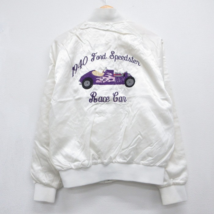 ヒルトン Hilton 長袖 ナイロン ジャケット 90s ISCA スタジャン USA製 ホワイト メンズL相当 | 古着