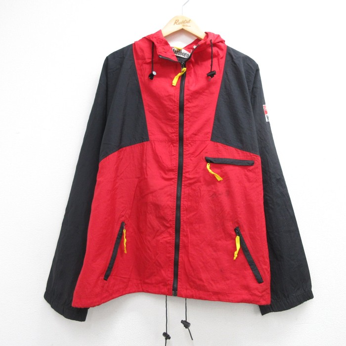 Marlboro 90s 長袖ナイロンジャケットパーカー レッド XL | 古着 26aug27