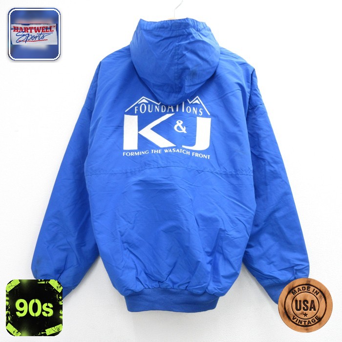 K&J 90s 長袖ナイロンジャケット ブルー メンズL相当 | 古着