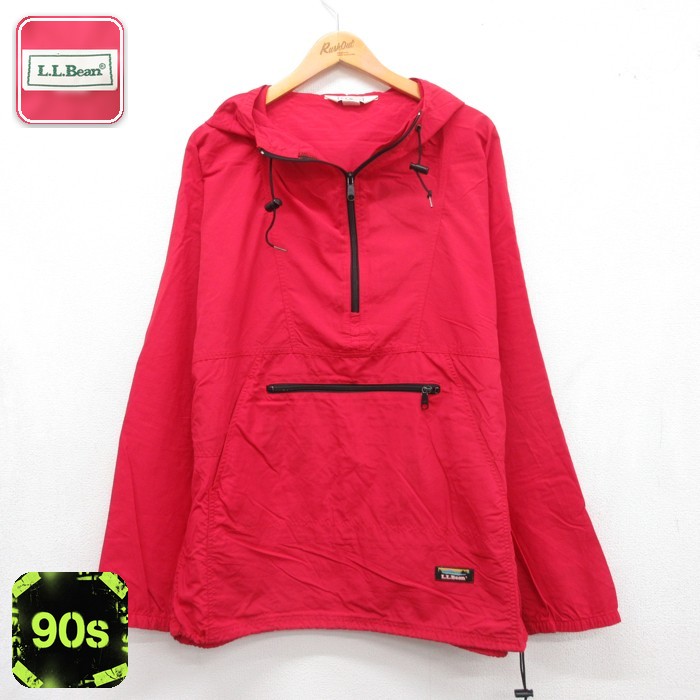 L.L.Bean 90s アノラックジャケット カンガルーポケット レッド メンズXL相当 | 古着