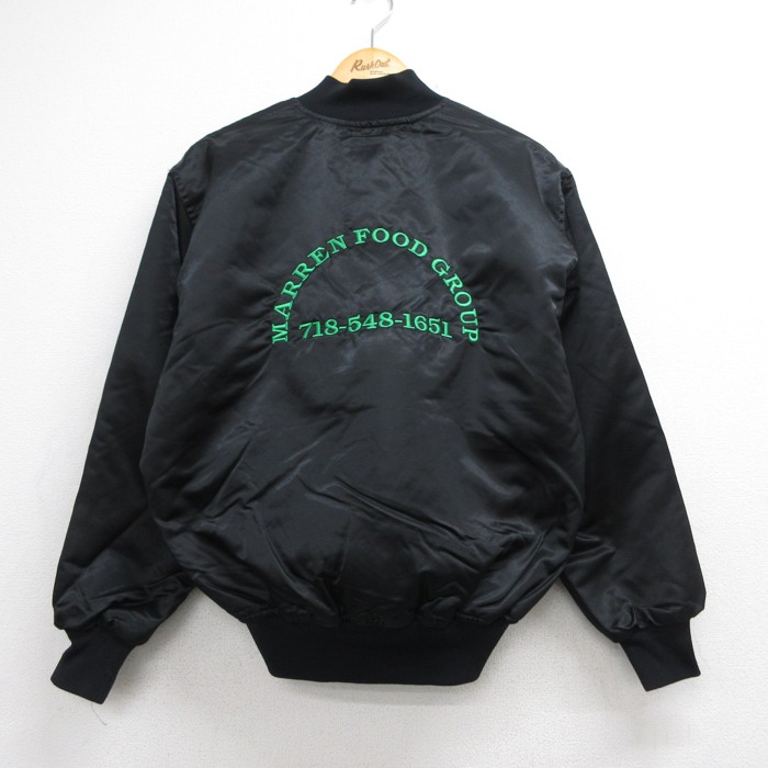 GAME Sportswear 長袖 ナイロン ジャケット 90s スタジャン キルティング 刺繍ロゴ USA製 ブラック メンズL相当 | 古着