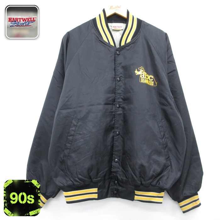 Hartwell Sports 長袖 ナイロン ジャケット 90s ラグラン クルーネック ブラック メンズXL相当 | 古着