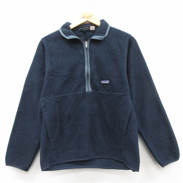 S★古着 長袖 パタゴニア patagonia ハーフジップ フリース ジャケット メンズ 90年代 90s シンチラ 濃紺 ネイビー 25feb13 中古 アウター