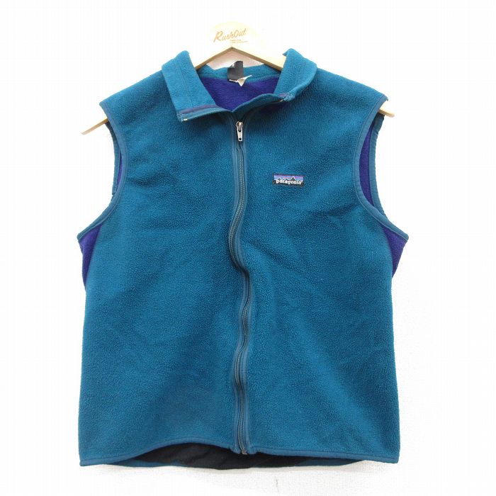 【50%OFF】S★古着 長袖 パタゴニア patagonia フリース ベスト ジャケット メンズ 90年代 90s PEF ツートンカラー USA製 青緑他 25feb13 中古 アウター