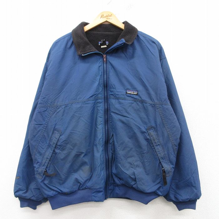 XL★古着 長袖 パタゴニア patagonia ナイロン シェルド シンチラ ジャケット メンズ 90年代 90s 大きいサイズ USA製 紺 ネイビー 25feb13 中古 アウター