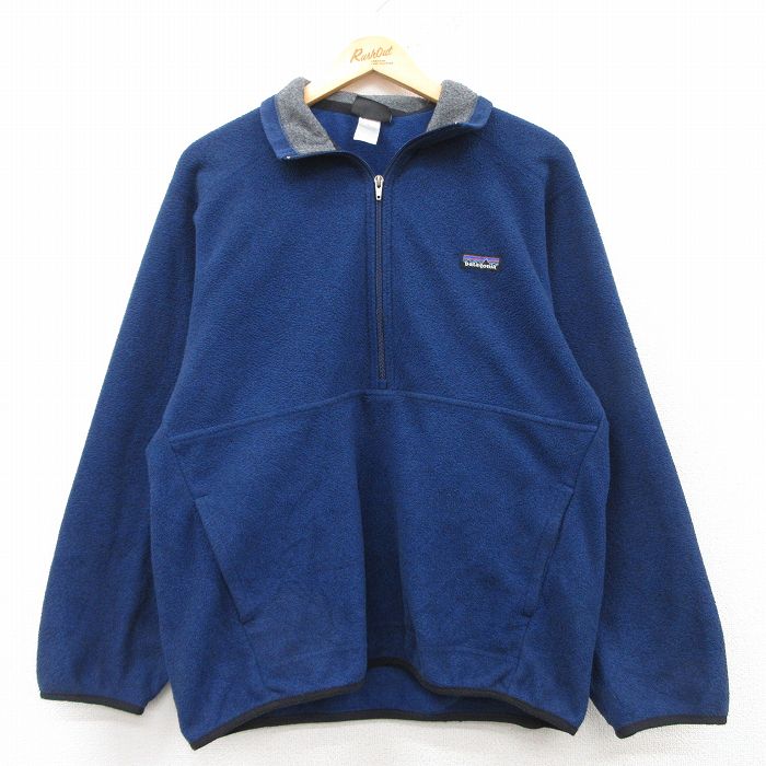 L★古着 長袖 パタゴニア patagonia ハーフジップ フリース ジャケット メンズ シンチラ 紺 ネイビー 25feb13 中古 アウター