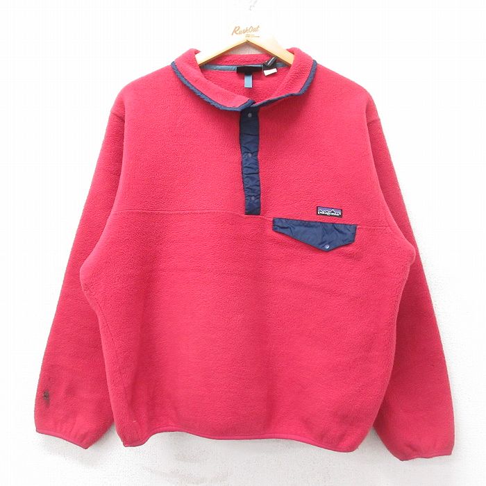 XL★古着 パタゴニア patagonia 長袖 フリース ジャケット スナップT メンズ 00年代 00s ワンポイントロゴ 濃ピンク 25sep24 中古 アウター