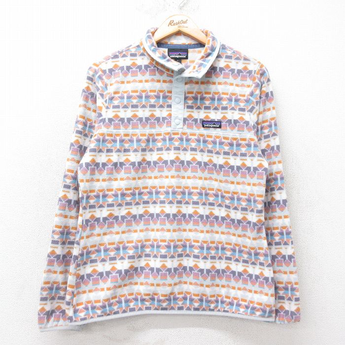 M★古着 パタゴニア patagonia 長袖 フリース ジャケット スナップT メンズ ネイティブ柄 ラグ柄 白他 ホワイト 25sep24 中古 アウター