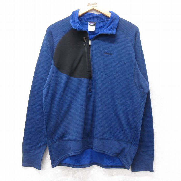 L★古着 パタゴニア patagonia 長袖 ハーフジップ ジャケット メンズ 00年代 00s R1 レギュレーター ラグラン USA製 青他 ブルー 内側フリース 25sep24 中古 アウター