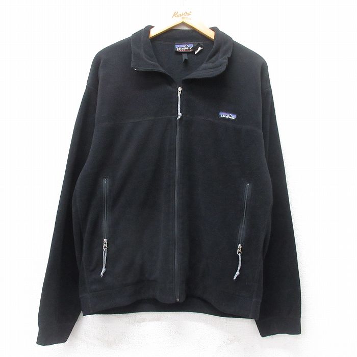 L★古着 パタゴニア patagonia 長袖 フリース ジャケット メンズ 90年代 90s ワンポイントロゴ USA製 黒 ブラック 25sep24 中古 アウター