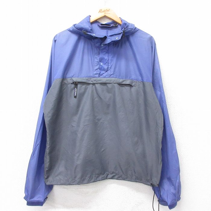 L★古着 パタゴニア patagonia 長袖 ハーフジップ ナイロン ジャケット アノラック パーカー メンズ 90年代 90s リップストップ ツートンカラー 薄紫他 パープル 【spe】 25sep24 中古 アウター