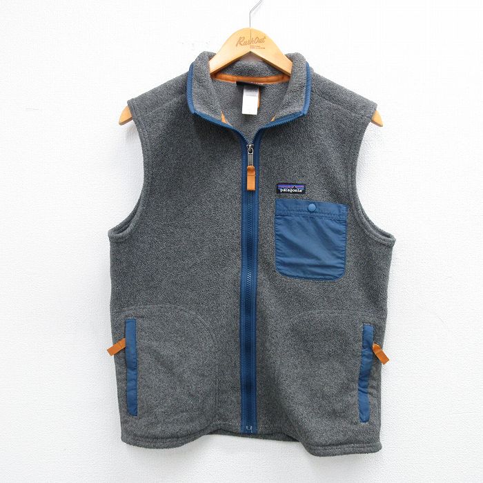 M★古着 パタゴニア patagonia フリース ベスト メンズ ワンポイントロゴ シンチラ 濃グレー他 25sep29 中古 アウター