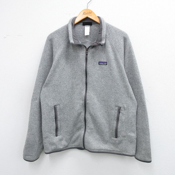L★古着 パタゴニア patagonia 長袖 ベターセーター ジャケット メンズ ワンポイントロゴ ラグラン グレー 霜降り 内側フリース 25sep29 中古 アウター
