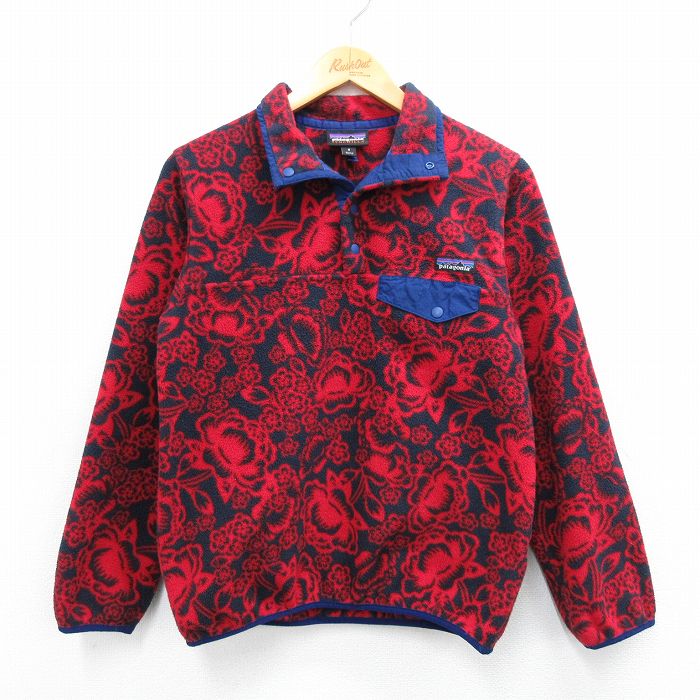 S★古着 パタゴニア patagonia 長袖 フリース ジャケット スナップT メンズ 花柄 赤他 レッド 25sep29 中古 アウター