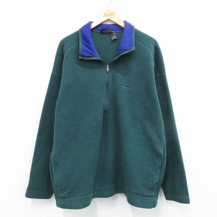 XL★古着 パタゴニア patagonia 長袖 ハーフジップ フリース ジャケット メンズ 90年代 90s ワンポイントロゴ 雪なしタグ 大きいサイズ USA製 緑 グリーン 【spe】 25oct15 中古 アウター