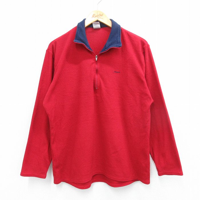 L★古着 パタゴニア patagonia 長袖 ハーフジップ フリース ジャケット メンズ 90年代 90s キャプリーン USA製 赤 レッド 25oct15 中古 アウター