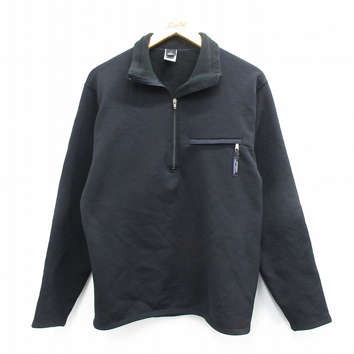 L★古着 パタゴニア patagonia 長袖 ハーフジップ ソフトシェル ジャケット メンズ 90年代 90s USA製 黒 ブラック 内側フリース 【spe】 25oct15 中古 アウター