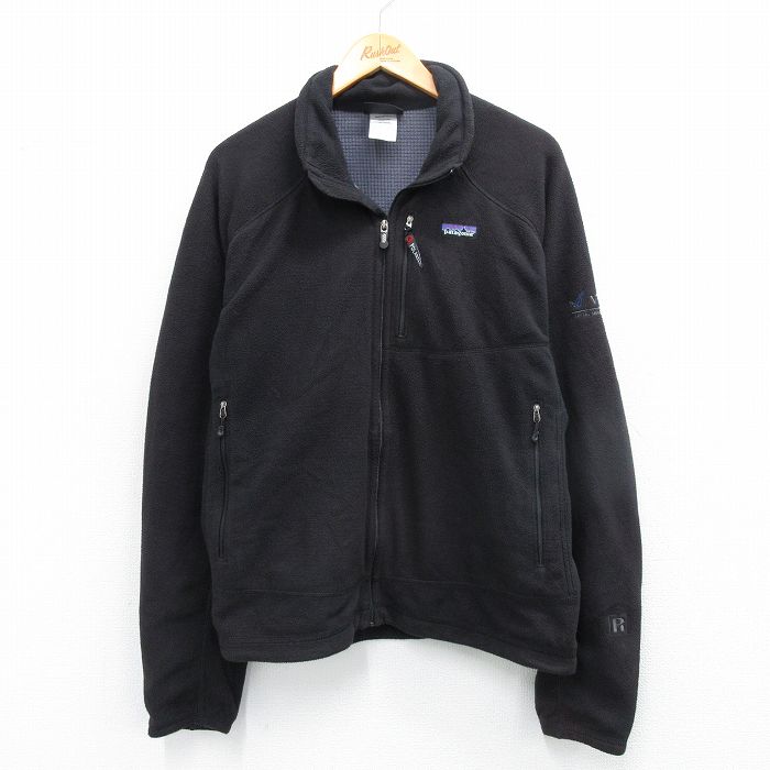 XL★古着 パタゴニア patagonia 長袖 フリース ジャケット メンズ 00年代 00s R2 ワンポイントロゴ ポーラテック VERSA 黒 ブラック 25oct15 中古 アウター