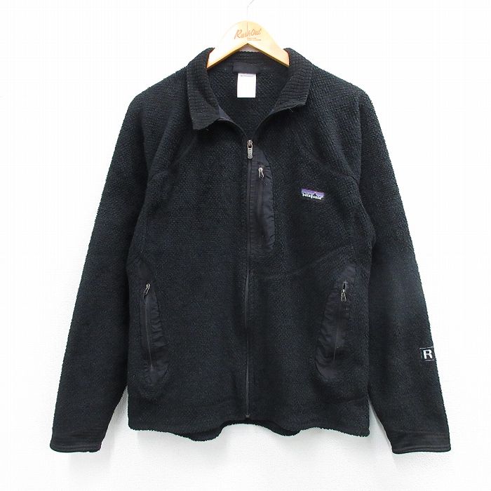 L★古着 パタゴニア patagonia 長袖 フリース ジャケット メンズ 00年代 00s ワンポイントロゴ R2 黒 ブラック 25oct15 中古 アウター