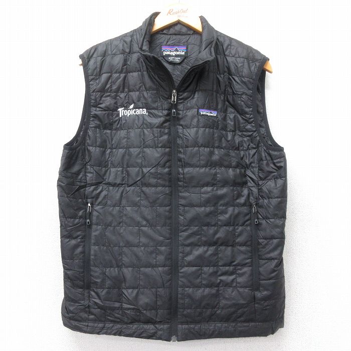 M★古着 パタゴニア patagonia ナノ パフ ベスト メンズ ワンポイントロゴ トロピカーナ プリマロフト 黒 ブラック 【spe】 25nov04 中古 アウター
