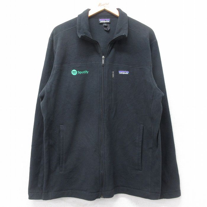 XL★古着 パタゴニア patagonia 長袖 フリース ジャケット メンズ ワンポイントロゴ Spotify 黒 ブラック 25nov04 中古 アウター