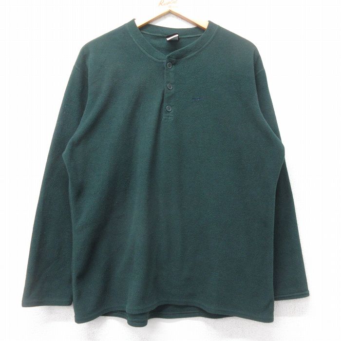 L★古着 パタゴニア patagonia 長袖 フリース トップス メンズ 90年代 90s ワンポイントロゴ キャプリーン ヘンリーネック USA製 緑 グリーン 25nov04 中古 アウター