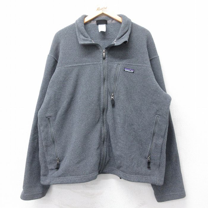XL★古着 パタゴニア patagonia 長袖 フリース ジャケット メンズ 00年代 00s ワンポイントロゴ シンチラ 大きいサイズ グレー 【spe】 25nov04 中古 アウター