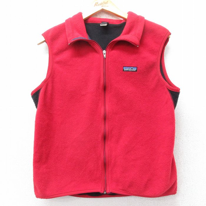 M★古着 パタゴニア patagonia フリース ベスト メンズ 90年代 90s ワンポイントロゴ PEF USA製 赤他 レッド 【spe】 25nov04 中古 アウター