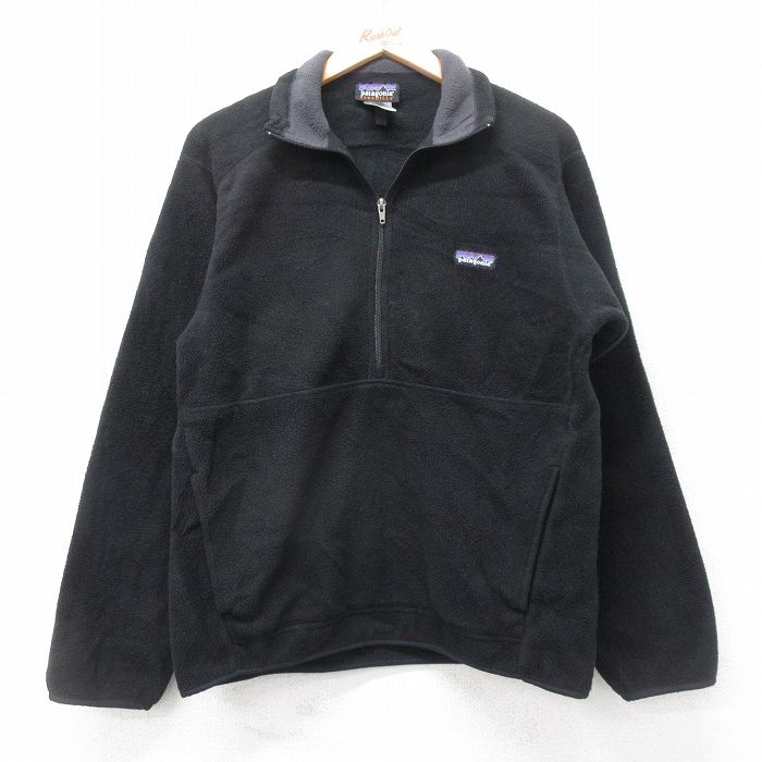 S★古着 パタゴニア patagonia 長袖 ハーフジップ マースピアル フリース ジャケット メンズ 00年代 00s ワンポイントロゴ シンチラ 黒 25dec12