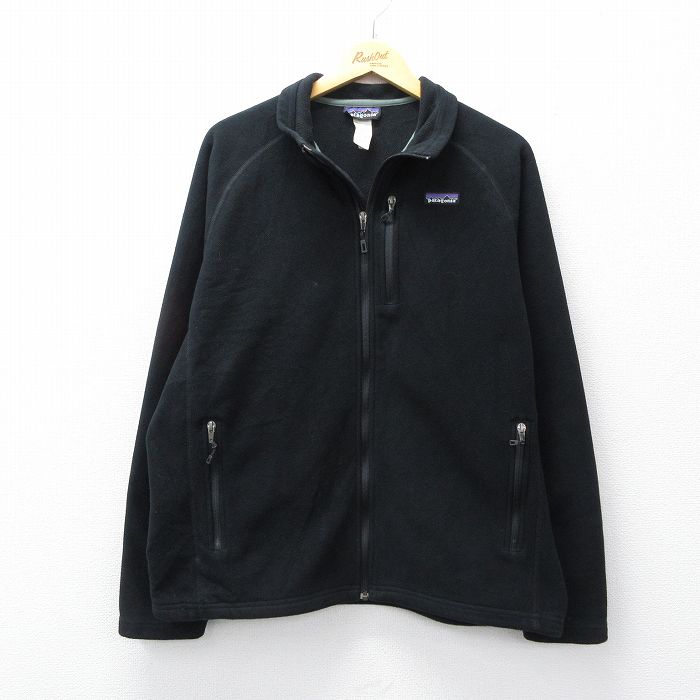 XL★古着 パタゴニア patagonia 長袖 フリース ジャケット メンズ ワンポイントロゴ ラグラン ポーラテック 黒 26feb20