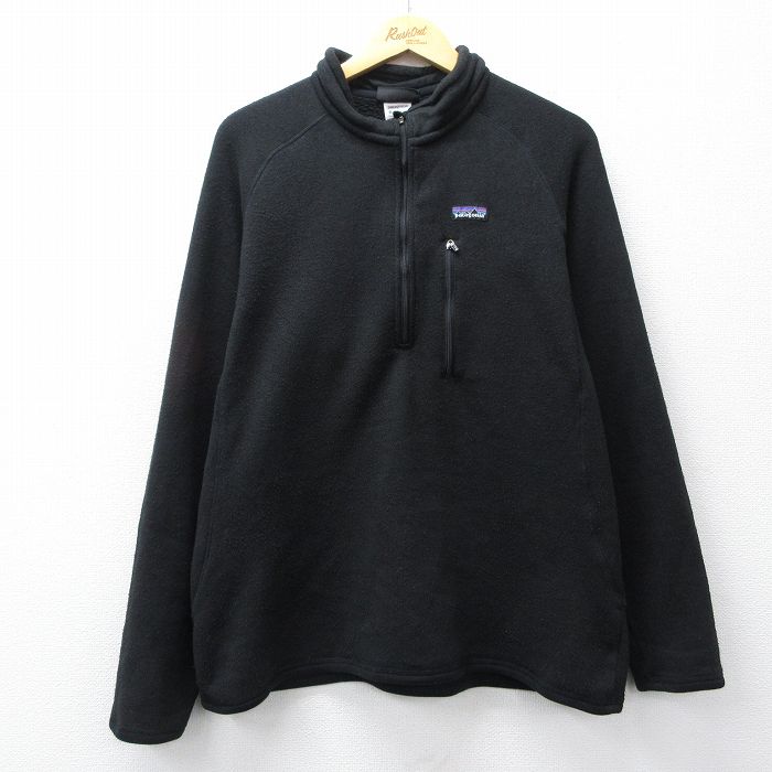 XL★古着 パタゴニア patagonia 長袖 ハーフジップ フリース ジャケット ベターセーター メンズ ワンポイントロゴ 黒 26feb20