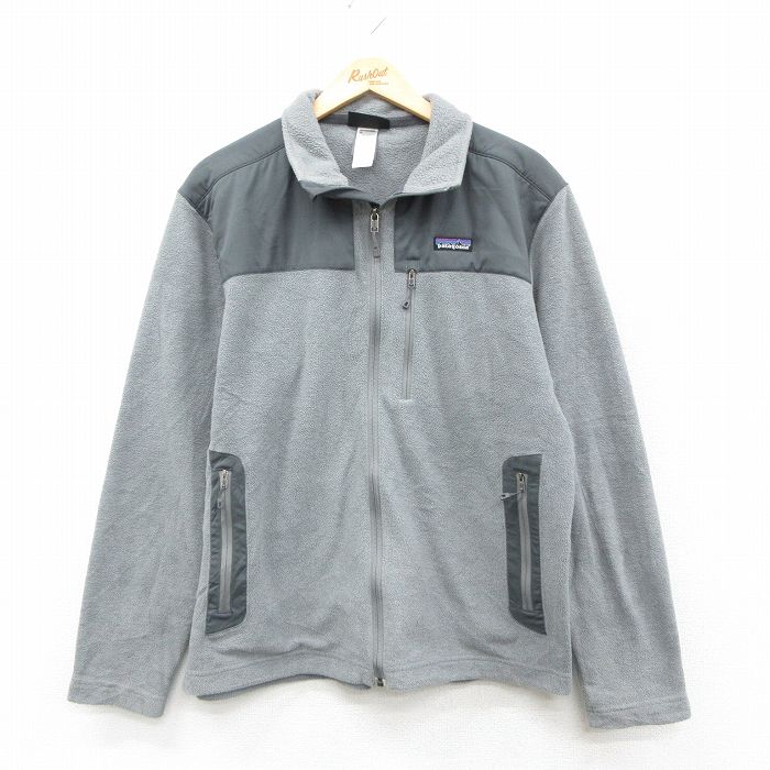 L★古着 パタゴニア patagonia 長袖 フリース ジャケット メンズ ワンポイントロゴ ツートンカラー グレー他 26feb21