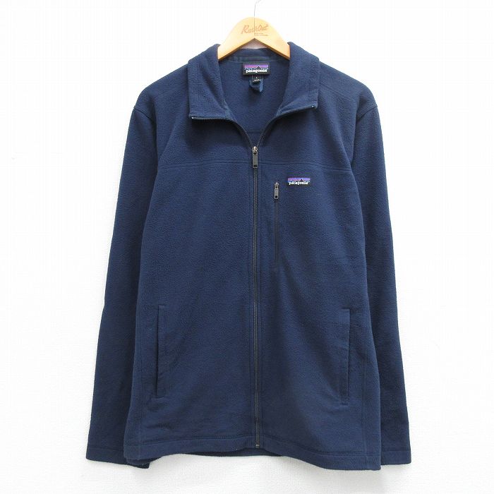 L★古着 パタゴニア patagonia 長袖 フリース ジャケット メンズ ワンポイントロゴ 紺 26mar07