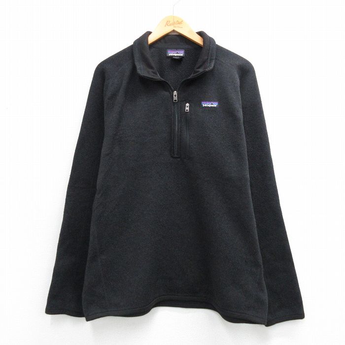 L★古着 パタゴニア patagonia 長袖 ハーフジップ ベター　セーター ジャケット メンズ ワンポイントロゴ ラグラン 黒 26mar07