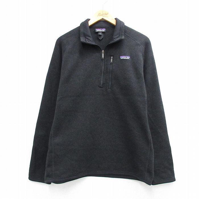 L★古着 パタゴニア patagonia 長袖 ハーフジップ ベター セーター ジャケット メンズ ワンポイントロゴ ラグラン 黒 26mar07